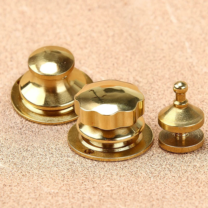 Solid Brass Bag Lock Spring Buckle Case Metal Insert Lock Round / Flower Head Decorate DIY Leather Craft Hardware
