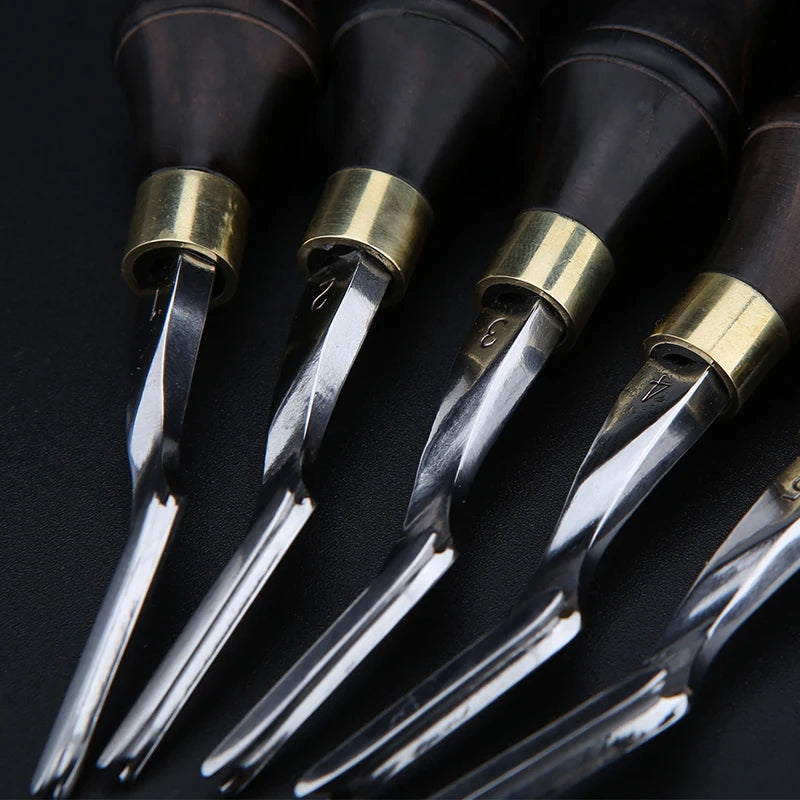 Leather Edge Beveler Skiving Craft Work Tools Ebony Handle Cutter Edger Creaser Skiver Double Tool Head Pull and Push