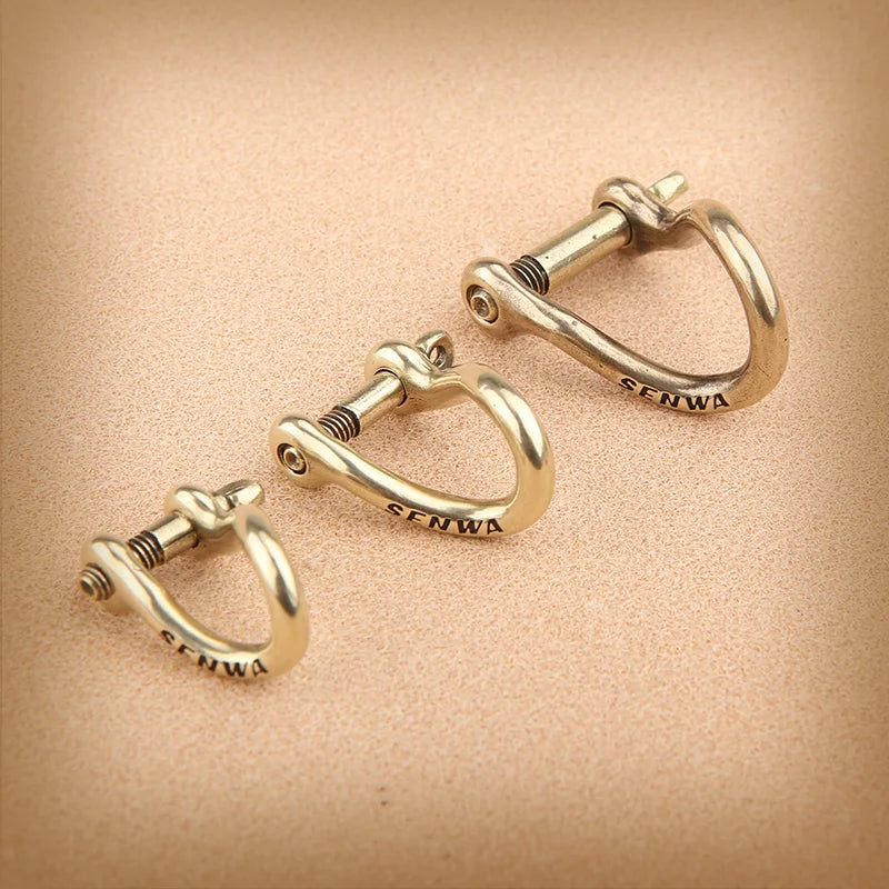 Japan Imported Solid Brass Horseshoe Key Chain Ring Holder D Shape Car Keychain Hardware Accessories