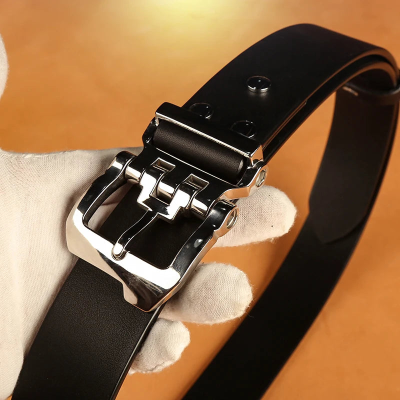 Italy Vegetable Tanned Leather Men's High Quality Belts Business Cowboy Waistband Male Pin Buckle Belts Full-Grain