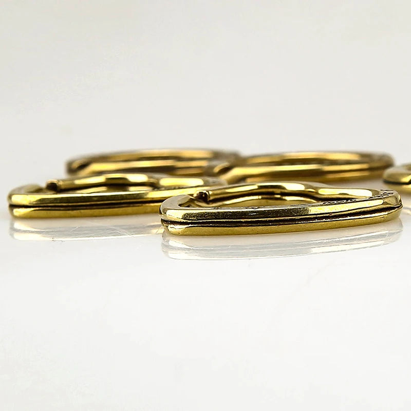 Solid Brass Split Rings Double Loop Keyring Bag Hook Connector Keychain Keys Holder DIY Leather Craft Hardware
