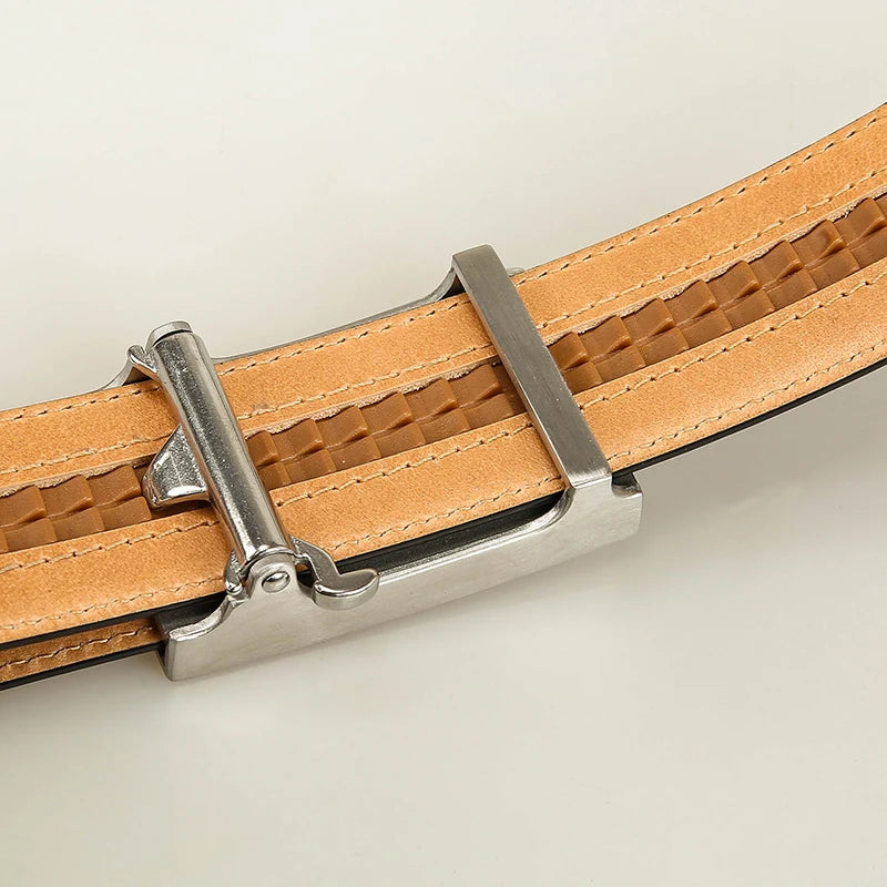 Automatic Buckle Belts Genuine Leather Men's High Quality Belts Jeans Cowskin Casual Belts Business Cowboy Waistband