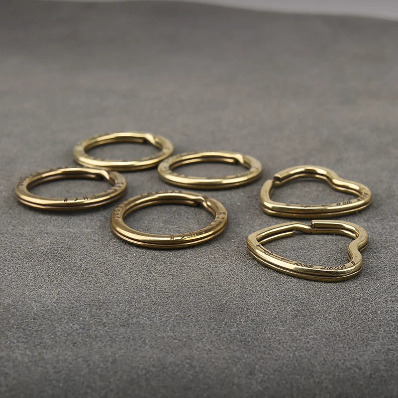 Solid Brass Split Rings Double Loop Keyring Bag Hook Connector Keychain Keys Holder DIY Leather Craft Hardware