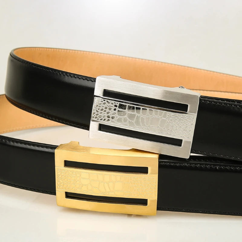 Automatic Buckle Belts Genuine Leather Men's High Quality Belts Jeans Cowskin Casual Belts Business Cowboy Waistband