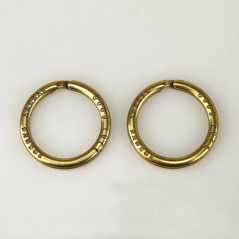 Solid Brass Split Rings Double Loop Keyring Bag Hook Connector Keychain Keys Holder DIY Leather Craft Hardware