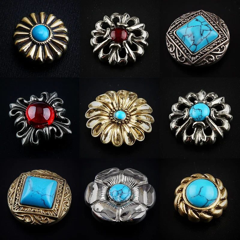 Metal Buttons Brass Cloth Clasp Coin Clasp Purse Clasp With Bead Decoration  Leather Craft Bag Handmade Leather Accessories