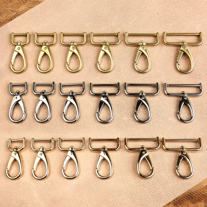 Solid Pure Brass Metal Buckles DIY Dog Collar Wallet Purse Lobster Swivel Snap Hook Clasps Leather Accessories Trigger Swivel