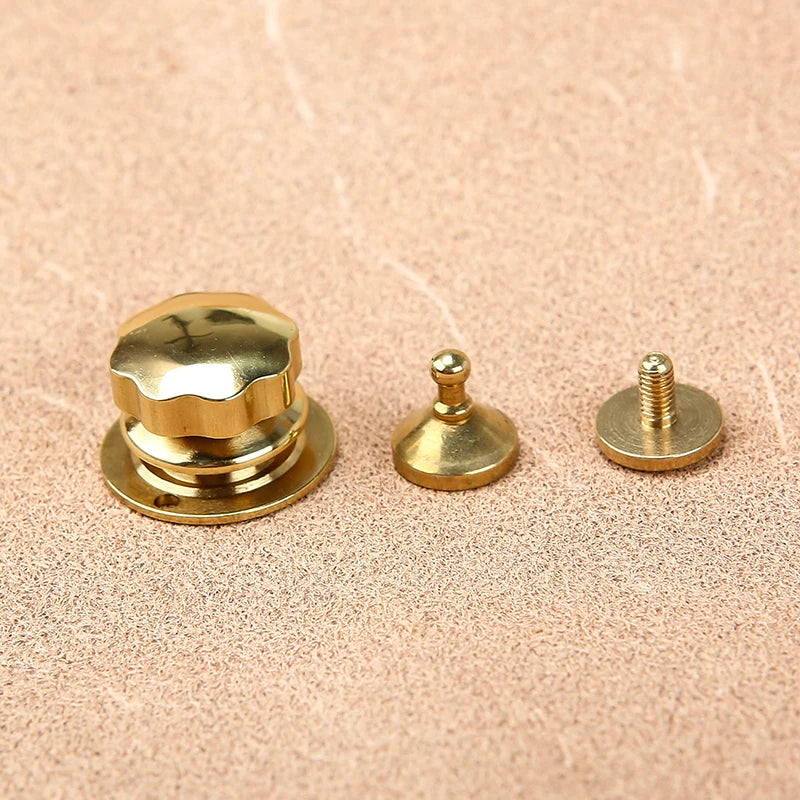 Solid Brass Bag Lock Spring Buckle Case Metal Insert Lock Round / Flower Head Decorate DIY Leather Craft Hardware