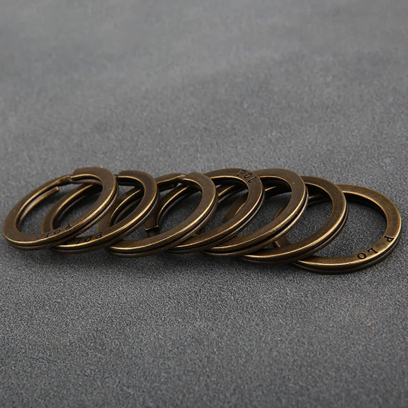 Solid Brass Split Rings Double Loop Keyring Bag Hook Connector Keychain Keys Holder DIY Leather Craft Hardware
