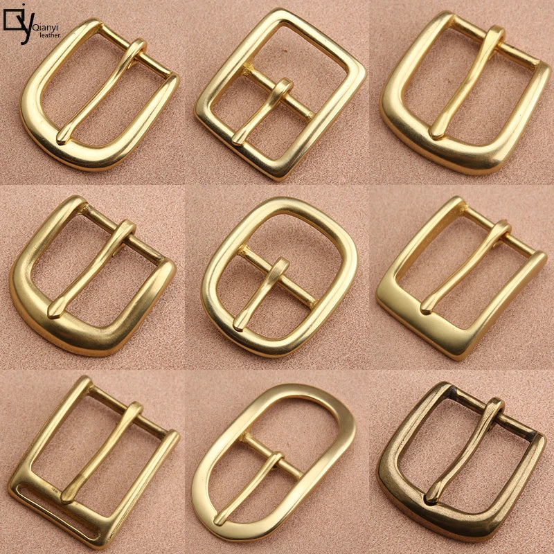 1pcs Solid Brass Belt Buckle 30mm Belt Buckle For Men Stainless Steel Single Pin Belt Half Buckle DIY Leather Craft Buckle