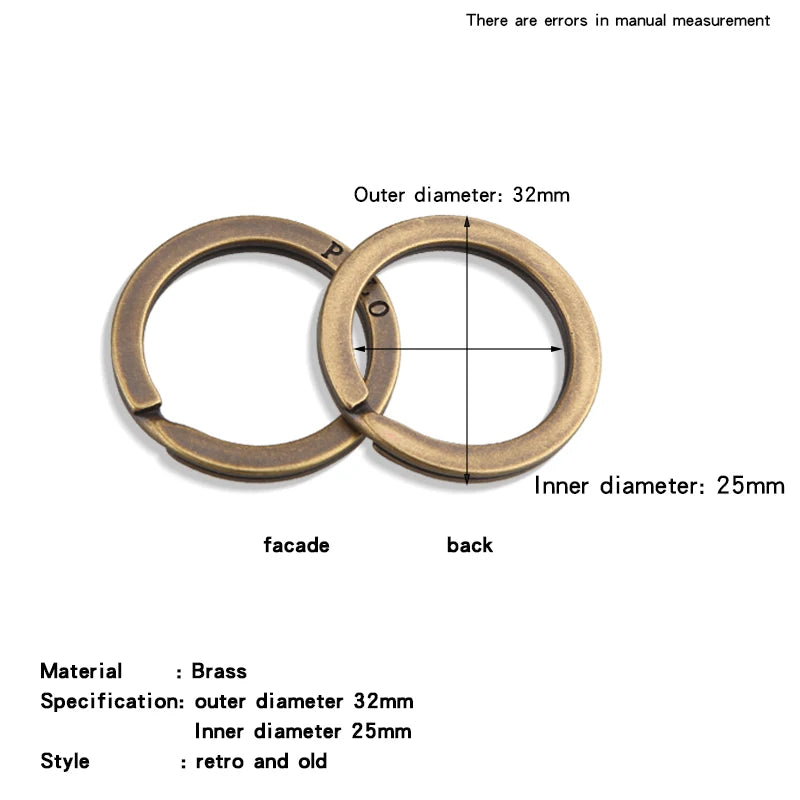 Solid Brass Split Rings Double Loop Keyring Bag Hook Connector Keychain Keys Holder DIY Leather Craft Hardware