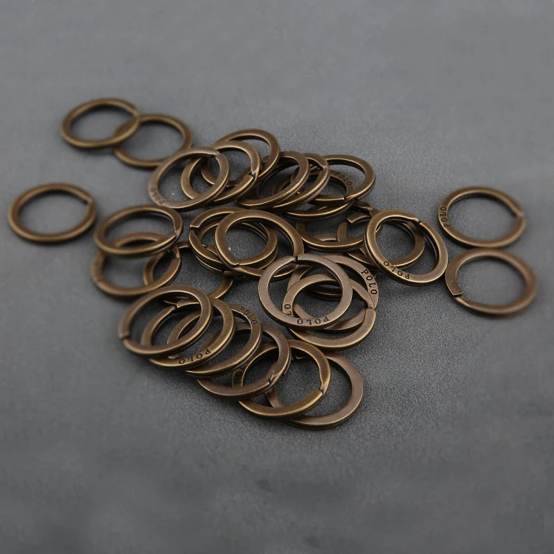Solid Brass Split Rings Double Loop Keyring Bag Hook Connector Keychain Keys Holder DIY Leather Craft Hardware