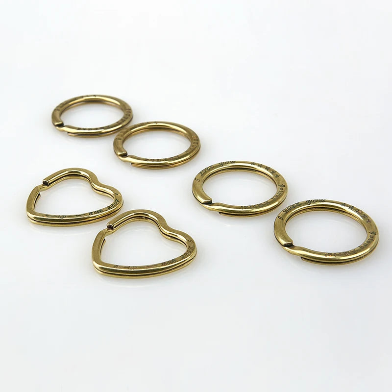 Solid Brass Split Rings Double Loop Keyring Bag Hook Connector Keychain Keys Holder DIY Leather Craft Hardware