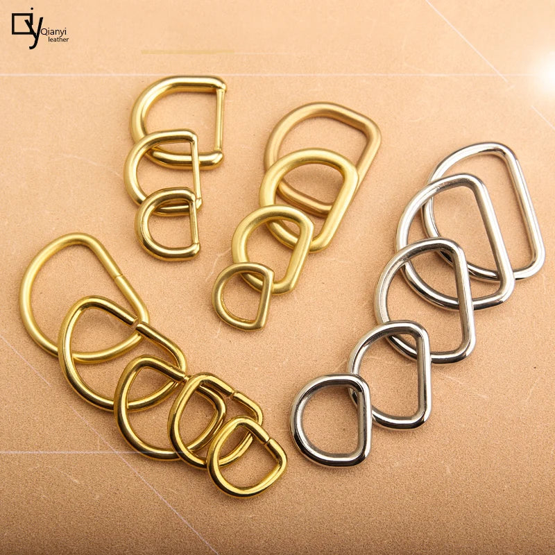 Bag Buckle Solid Brass Horseshoe Key Chain Ring Holder D Shape Car Keychain U Button D-Type Buckle Metal Hardware Accessories