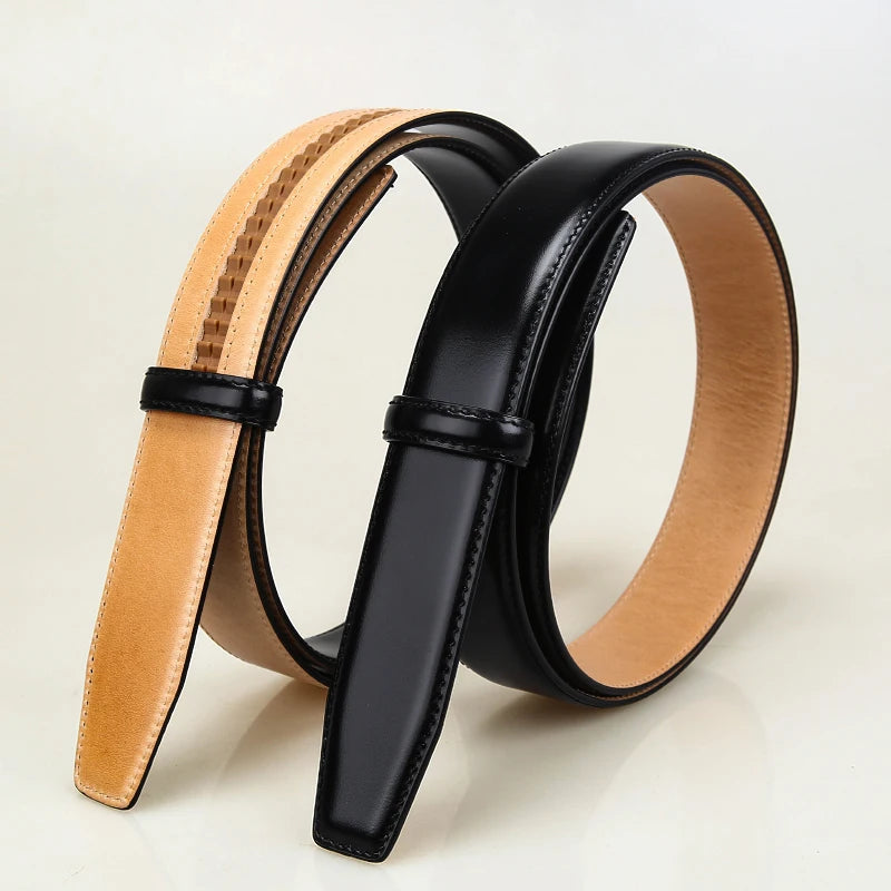 3.4cm  Automatic Buckle Belt Genuine Leather High Quality Belts For Men Full-Grain Leat Headless Belt Handmade DIYher