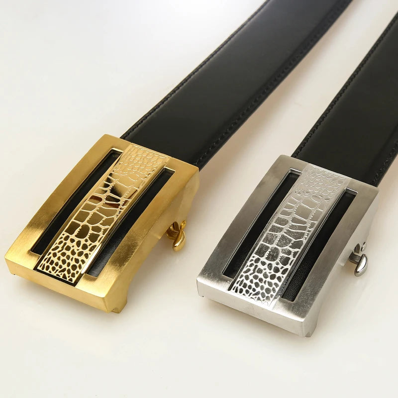 Automatic Buckle Belts Genuine Leather Men's High Quality Belts Jeans Cowskin Casual Belts Business Cowboy Waistband