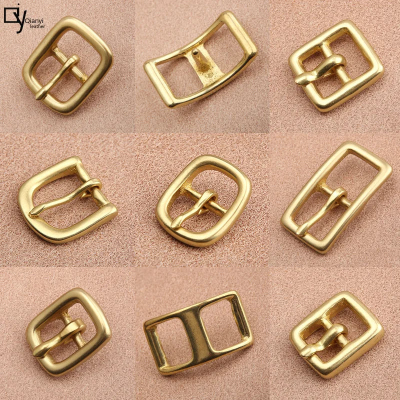 Solid Brass lady's belt buckle 1.5cm Single Pin Belt Half Buckle For Leather Craft Jeans Webbing Replacement Buckle Accessories