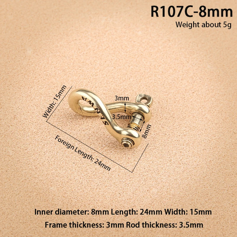 Japan Imported Solid Brass Horseshoe Key Chain Ring Holder D Shape Car Keychain Hardware Accessories