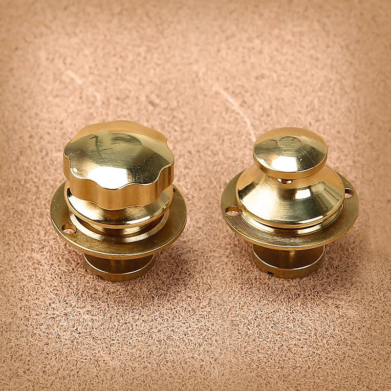 Solid Brass Bag Lock Spring Buckle Case Metal Insert Lock Round / Flower Head Decorate DIY Leather Craft Hardware