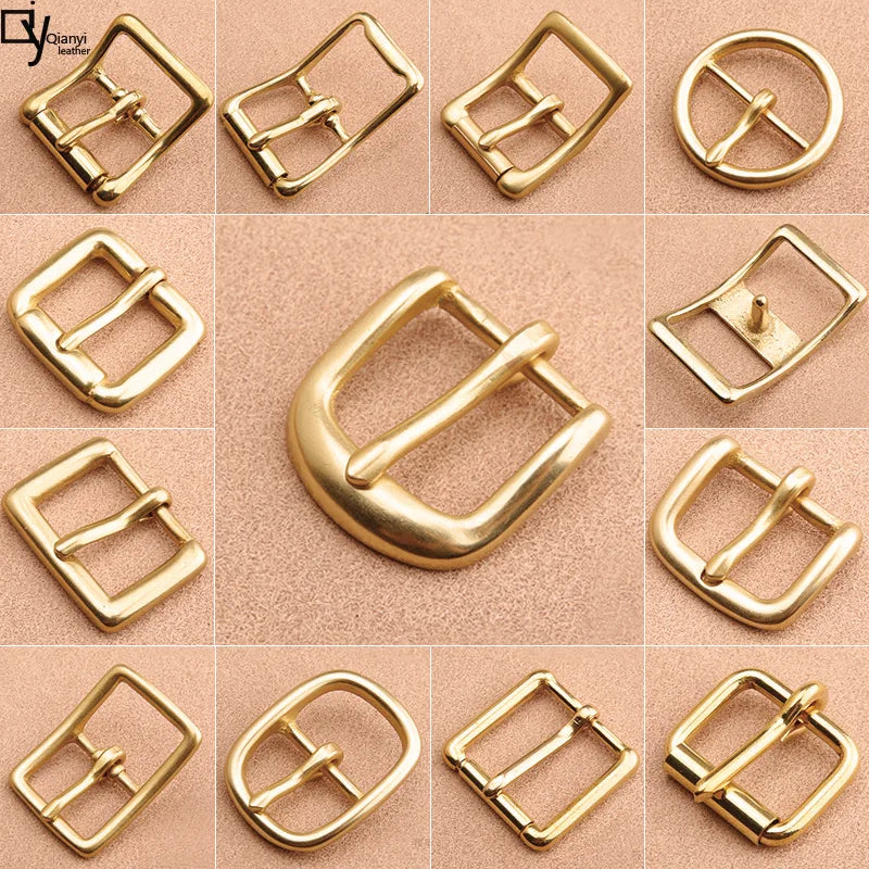 2.5cm Solid Brass Belt Buckle women's belt Single Pin Half Buckle For Leather Craft Jeans Webbing Replacement Buckle Accessories