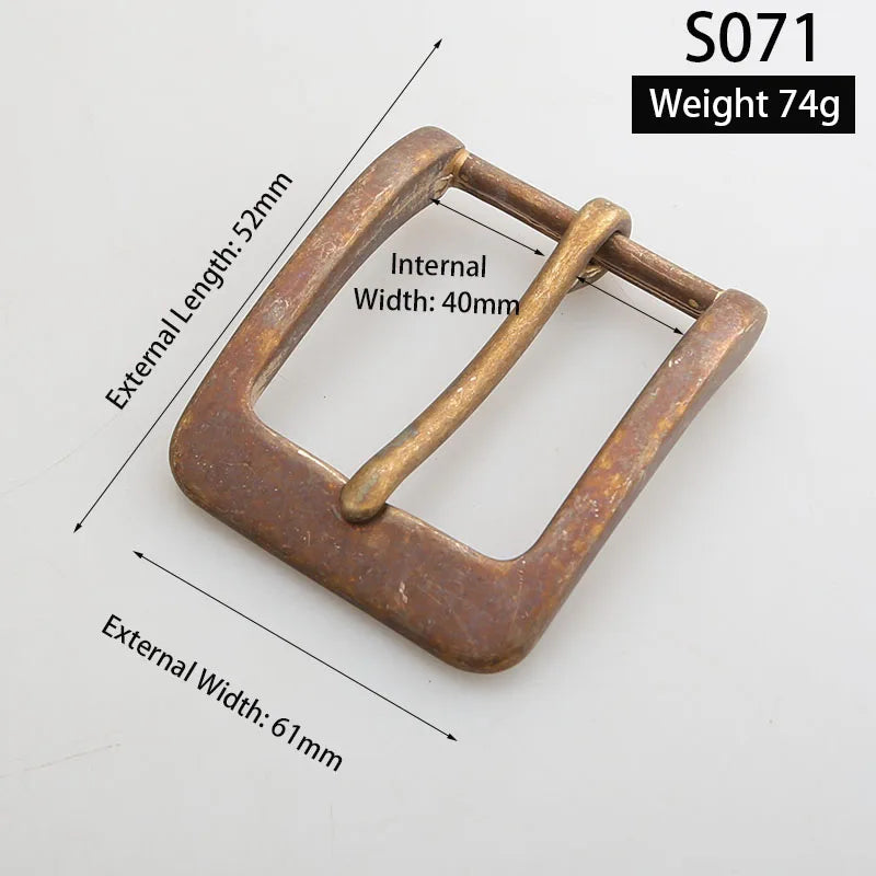 Solid Brass vintage Metal Belt Buckle 40mm Belt Buckle Men's Stainless Steel Single Pin Belt Buckle DIY Leather Craft Buckle