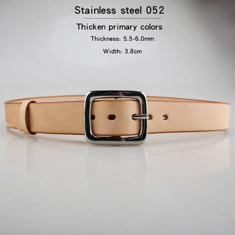 3.8cm Genuine Leather Men's High Quality Belts Solid Stainless Steel Pin Belt Buckle Handmade Belt Customization