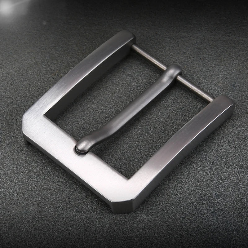 Titanium Metal Men's Belt Buckle - 36mm-38mm, Single Pin Half-Buckle (Stainless Steel Pin), Compatible with Leather Craft & Jean