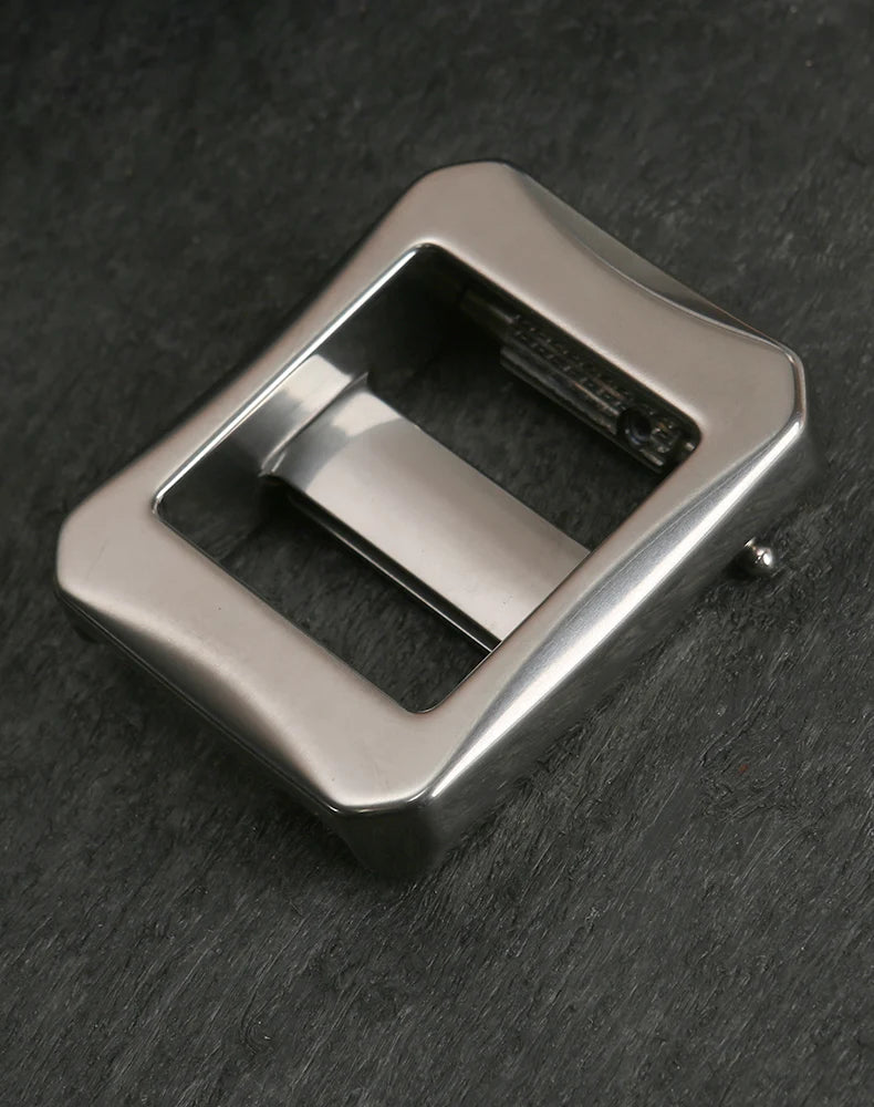 Rugged Men's Titanium Alloy Automatic Ratchet-Free Belt Buckle 5-6mm Adjustable Thickness Upgraded Heat Treatment Heavy Duty Dur