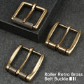 1 Piece Solid Brass Vintage Antique Finish Men's Roller Pin Belt Buckle, Stylish & Versatile Durable Waist Belt Buckle Accessory