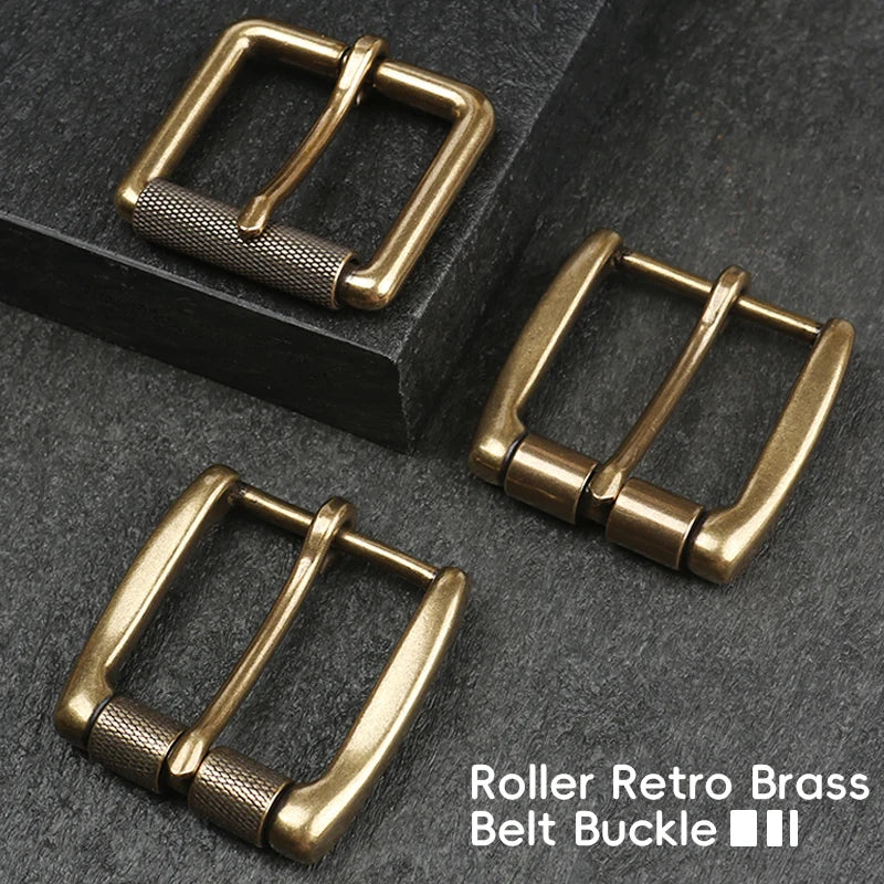 1 Piece Solid Brass Vintage Antique Finish Men's Roller Pin Belt Buckle, Stylish & Versatile Durable Waist Belt Buckle Accessory