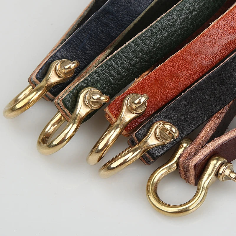 Trendy Color Cowhide Strap Keychain For Men and Women Car Keychain Wallet Pocket Waist Holder Keyrings