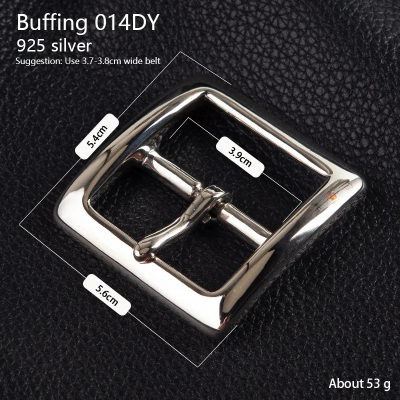 925 silver belt buckle belt Stainless Steel Single Pin Belt Half Buckle For Leather Craft Jeans Webbing