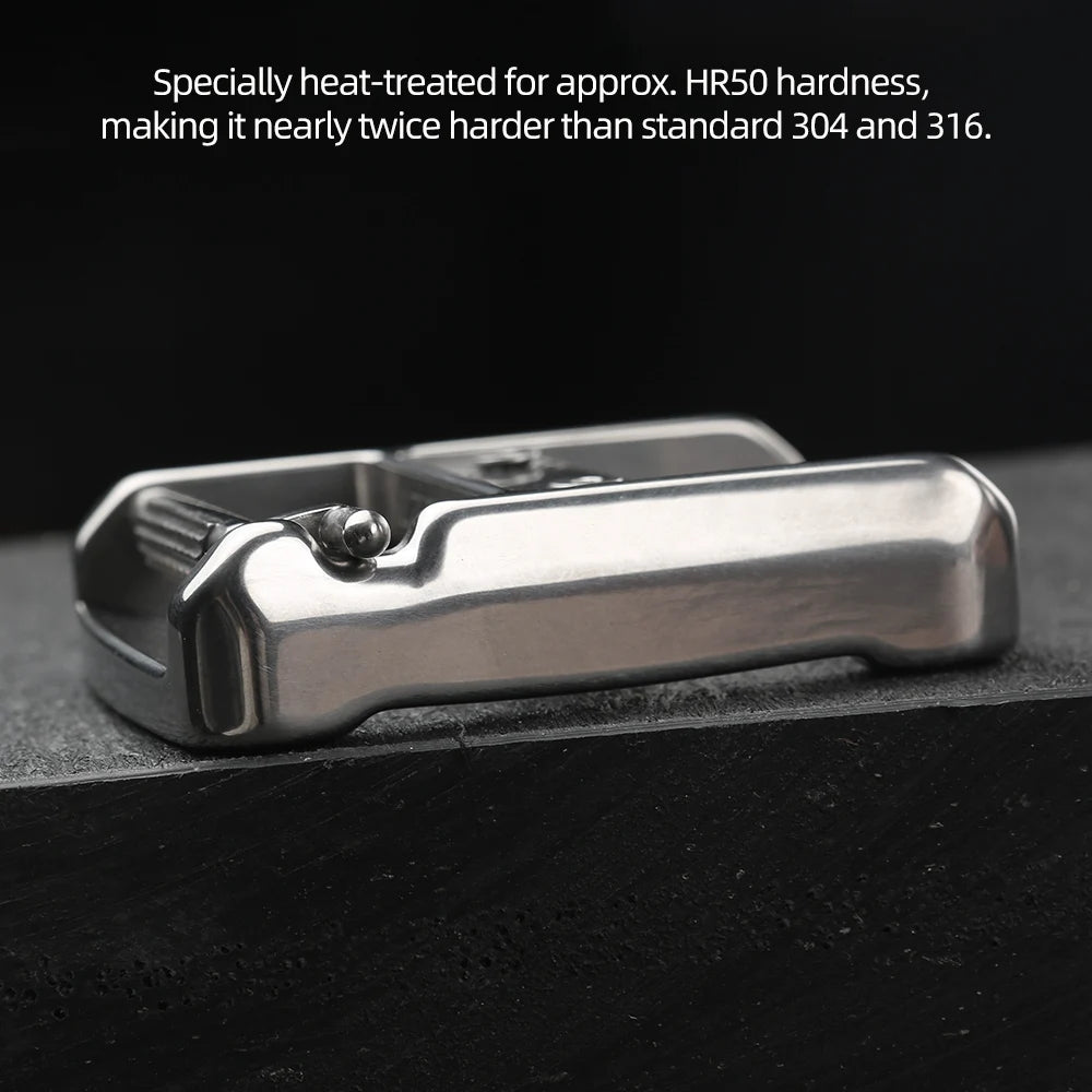 Rugged Men's Titanium Alloy Automatic Ratchet-Free Belt Buckle 5-6mm Adjustable Thickness Upgraded Heat Treatment Heavy Duty Dur