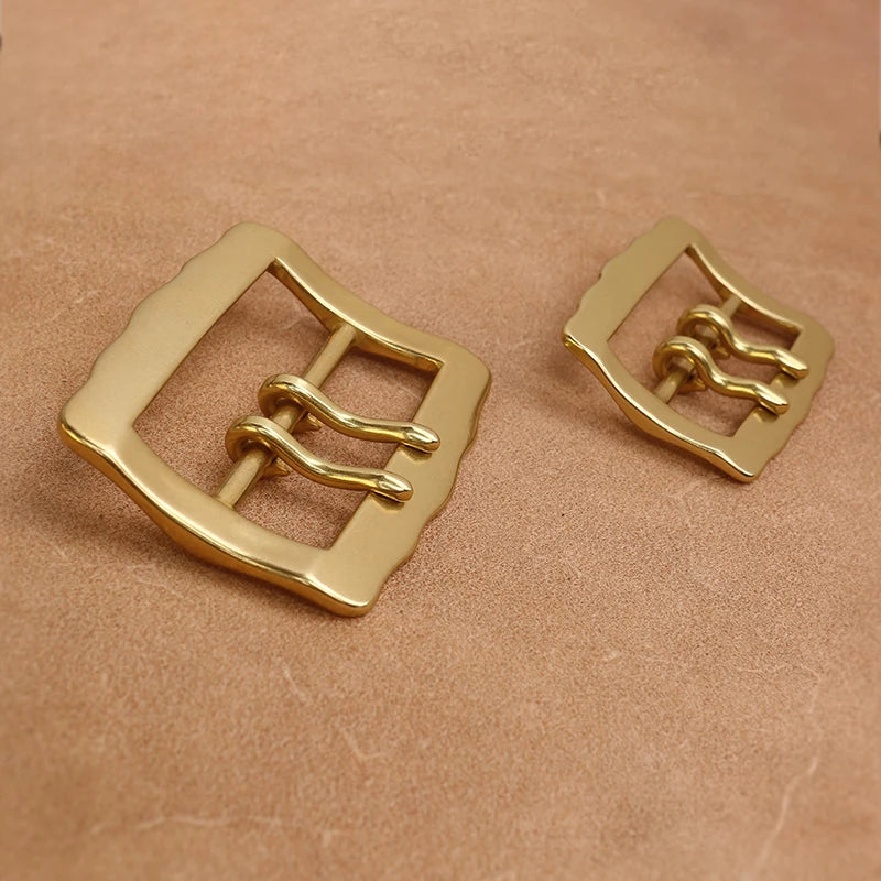 1 Piece Solid Brass Double-Pin Center Bar Belt Buckle, Men's Belt Buckle & Brass Belt Accessory