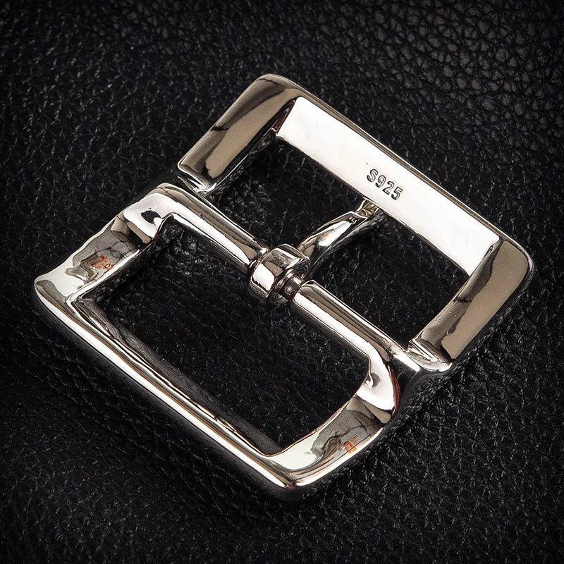 925 silver belt buckle belt Stainless Steel Single Pin Belt Half Buckle For Leather Craft Jeans Webbing