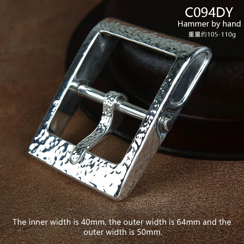 1pcs 925 Sterling Silver Metal 40mm Belt Buckle For Men Stainless Steel Single Pin Belt Half Buckle Fit For 37mm-39mm