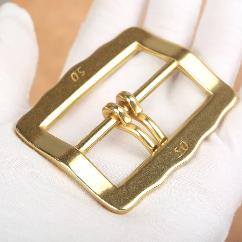 1 Piece Solid Brass Double-Pin Center Bar Belt Buckle, Men's Belt Buckle & Brass Belt Accessory