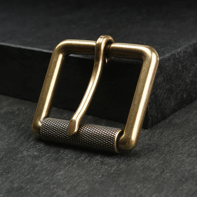 1 Piece Solid Brass Vintage Antique Finish Men's Roller Pin Belt Buckle, Stylish & Versatile Durable Waist Belt Buckle Accessory