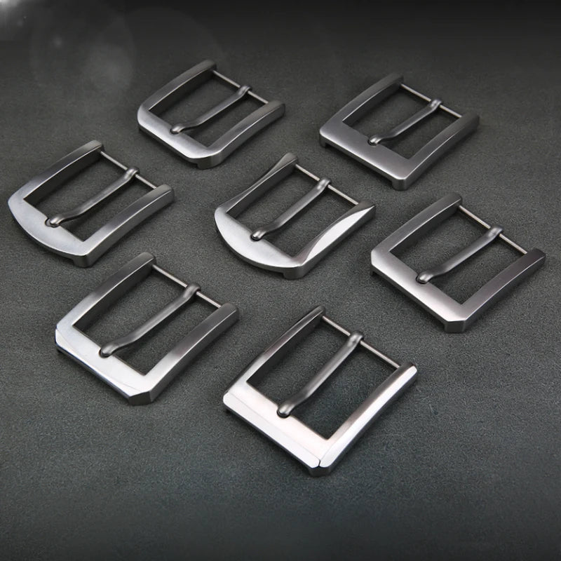 Titanium Metal Men's Belt Buckle - 36mm-38mm, Single Pin Half-Buckle (Stainless Steel Pin), Compatible with Leather Craft & Jean