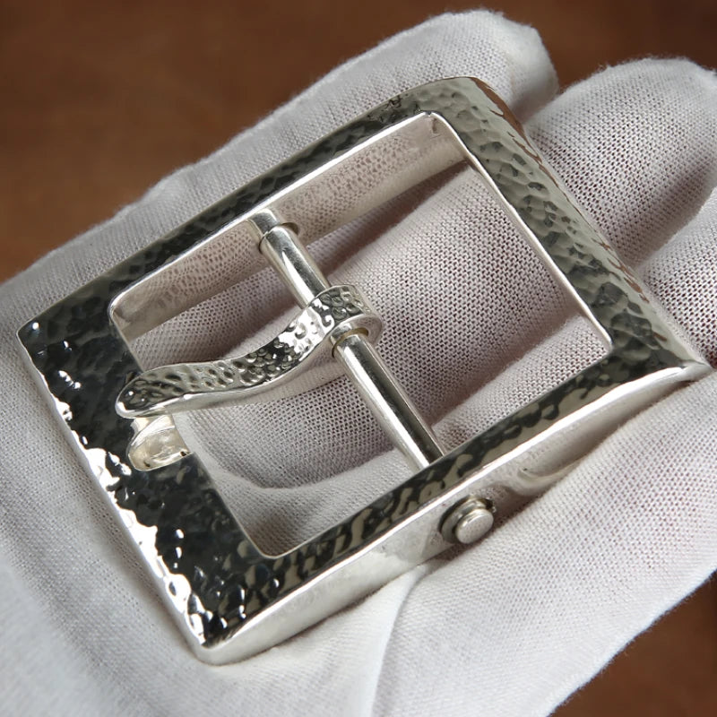1pcs 925 Sterling Silver Metal 40mm Belt Buckle For Men Stainless Steel Single Pin Belt Half Buckle Fit For 37mm-39mm
