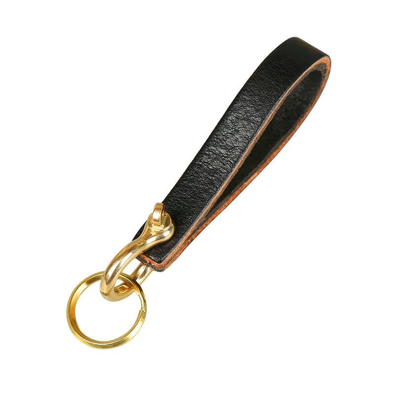 Trendy Color Cowhide Strap Keychain For Men and Women Car Keychain Wallet Pocket Waist Holder Keyrings