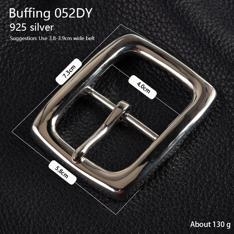 925 silver belt buckle belt Stainless Steel Single Pin Belt Half Buckle For Leather Craft Jeans Webbing