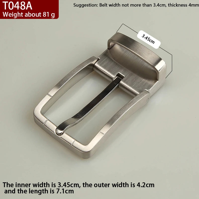 1pcs 34mm Metal Brushed Men Belt Buckle Clip Buckle Rotatable Bottom Single Pin Half Buckle Leather Craft Belt Strap