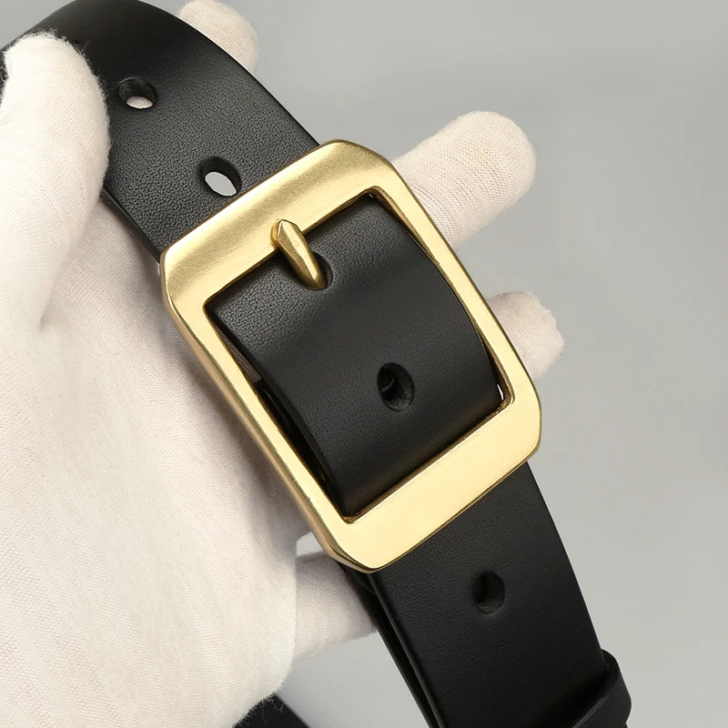 Genuine Leather Men's High Quality Belts 3.8cm Width Italian plant tanned leather Solid Brass Belt Buckle Men's Belt For Jeans