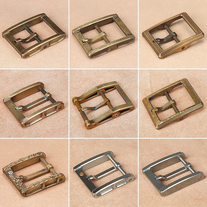Solid Brass Belt Buckle 40mm Belt Buckle For Men Stainless Steel Single Pin Belt Half Buckle  for Leather Craft Jeans Webbing