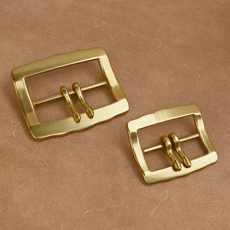 1 Piece Solid Brass Double-Pin Center Bar Belt Buckle, Men's Belt Buckle & Brass Belt Accessory