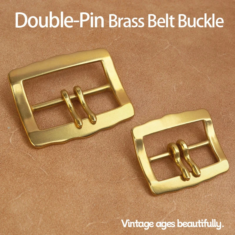1 Piece Solid Brass Double-Pin Center Bar Belt Buckle, Men's Belt Buckle & Brass Belt Accessory