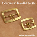 1 Piece Solid Brass Double-Pin Center Bar Belt Buckle, Men's Belt Buckle & Brass Belt Accessory