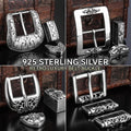 1pcs 925 Sterling Silver Metal Belt Buckle For Men Pin Buckles Vintage Embossed DIY Leather Craft Buckle